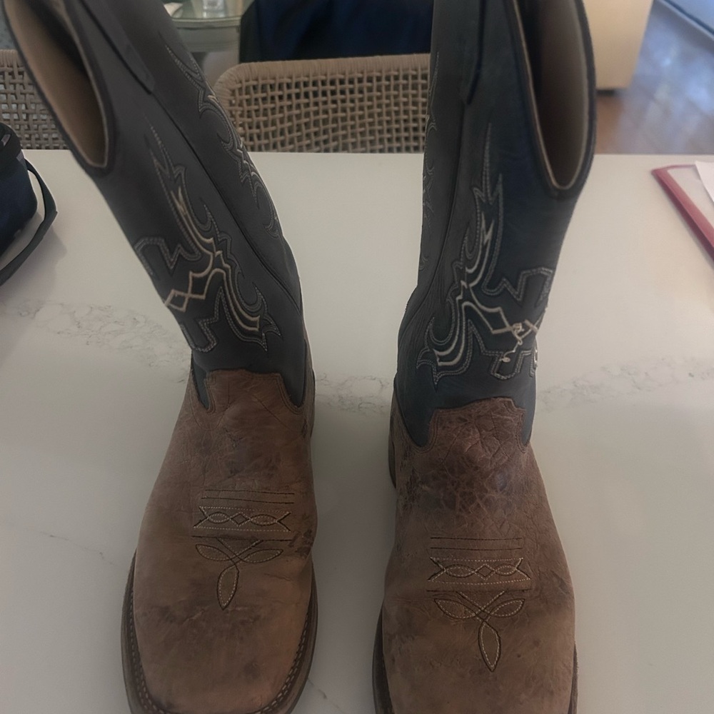 Old West Brown and blue Cowboy Boots, boys size 7